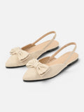 Women's Suede Pointed Toe Slingback Flat with Bow