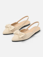 Women's Suede Pointed Toe Slingback Flat with Bow