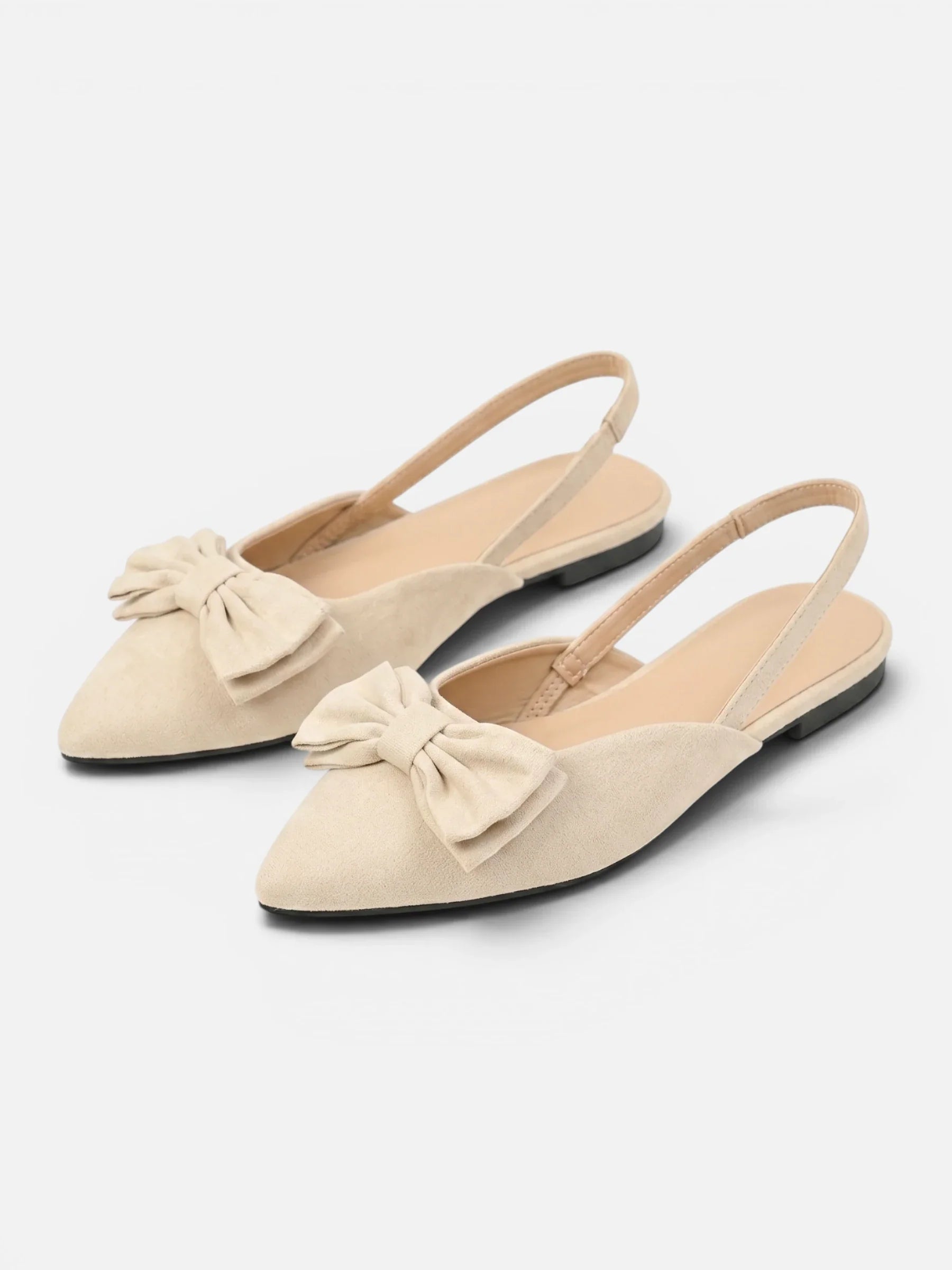 Women's Suede Pointed Toe Slingback Flat with Bow