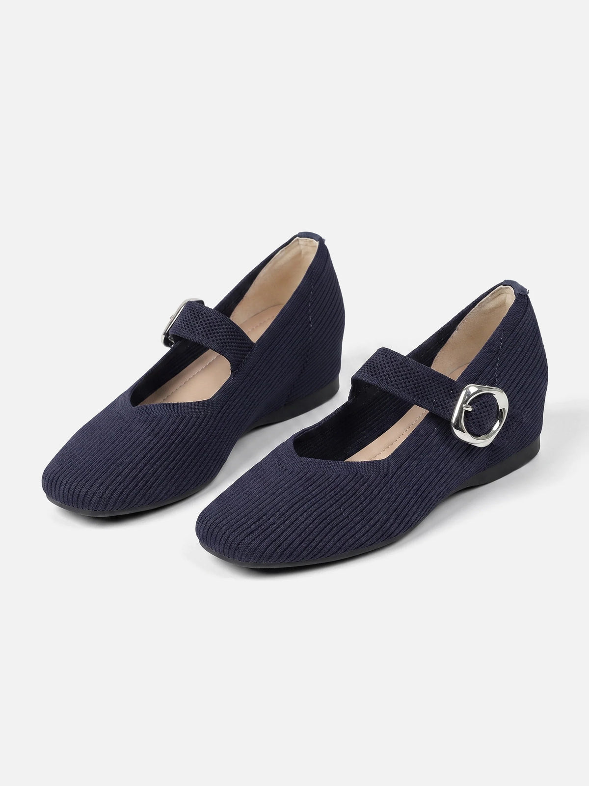 Women's Knit Buckle Mary Jane Ballet Flats