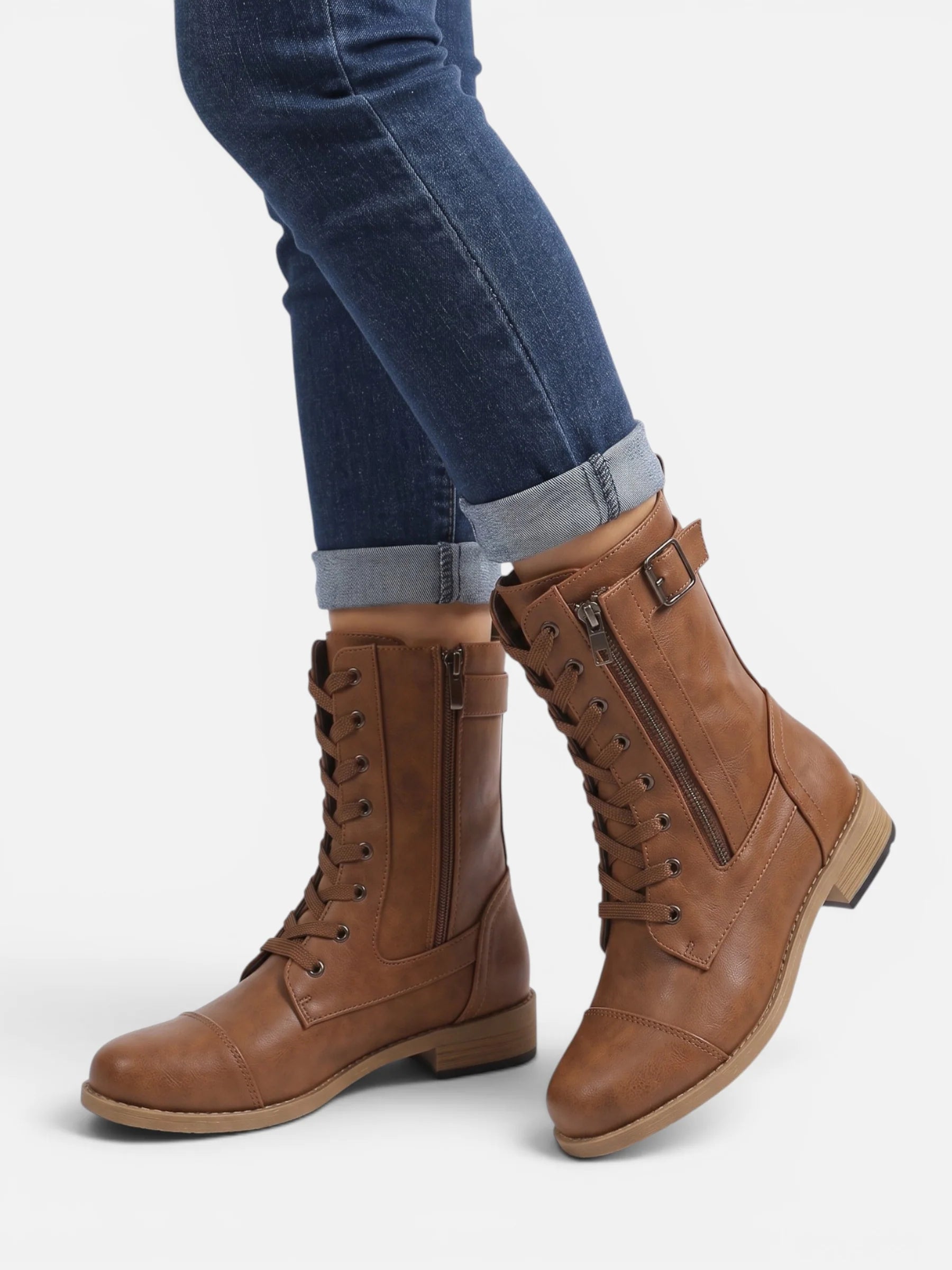 Women's Leather Lace-Up Combat Boots