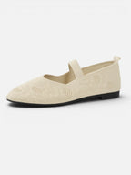 Women's Knit Pointed Toe Mary Jane Ballet Flat